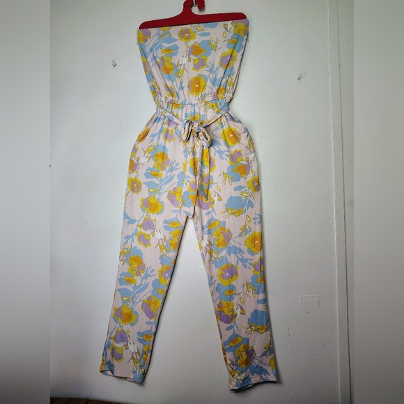 Rachel Pally strapless jumpsuit,pink With yellow flowers,pockets,modal,sz XS. - Picture 5 of 16
